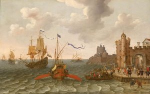 From http://en.wikipedia.org/wiki/File:Abraham_Willaerts,_Galley_and_men_of_war.jpeg